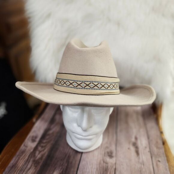 B By Bollman VTG‎ Wide Rim Western Wool USA Wool Mens Hat Sz 7 1/4 - Picture 9 of 10